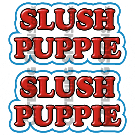 2x Slush Puppie Text Stickers
