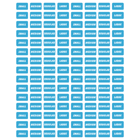 Light Blue Size Stickers