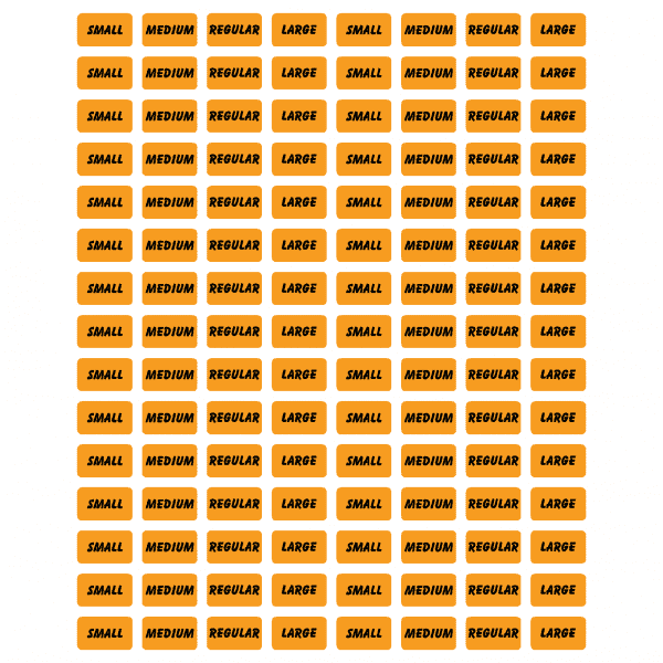 Orange Size Stickers