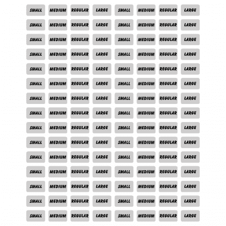 Silver Grey Size Stickers