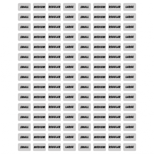 Silver Grey Size Stickers