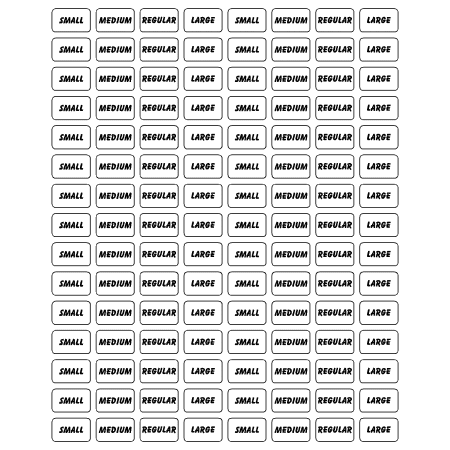 White Size Stickers