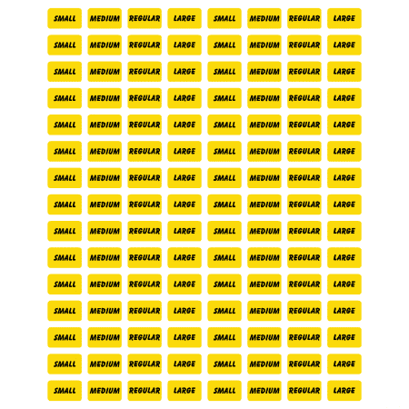 Yellow Size Stickers